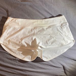 White lululemon speed up shorts